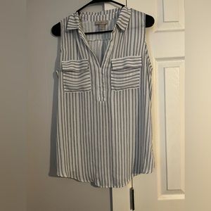 Blue and white striped light weight sleeveless